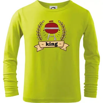 Chlapecké tričko Kulatý gril King - Triko dětské Long Sleeve - 104-110cm / 3-4 roky ( Limetková )