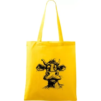Nákupní taška Černobílá karikatura světlá kráva hlava - Taška bavlněná - 42 x 38 cm ( Žlutá )