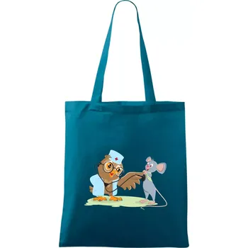 Sova veterinář - Taška bavlněná - 42 x 38 cm ( Petrolejová )