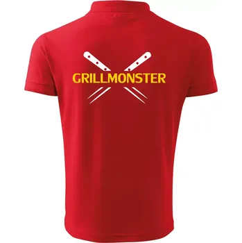 Pánská košile Grilování - Grillmonster - Polokošile pánská Pique Polo 203 - 4XL ( Červená )