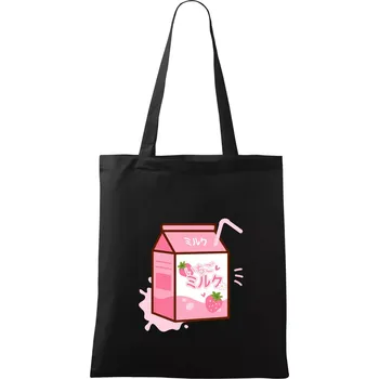 Jahodové mléko - Taška bavlněná - 42 x 38 cm ( Černá )