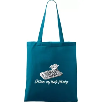 Dělám nejlepší steaky - Taška bavlněná - 42 x 38 cm ( Petrolejová )