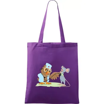 Nákupní taška Sova veterinář - Taška bavlněná - 42 x 38 cm ( Fialová )