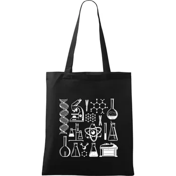 Nákupní taška Laboratoř - ikony - Taška bavlněná - 42 x 38 cm ( Černá )