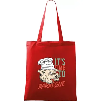 Nákupní taška It's Time to Barbeque - Taška bavlněná - 42 x 38 cm ( Červená )