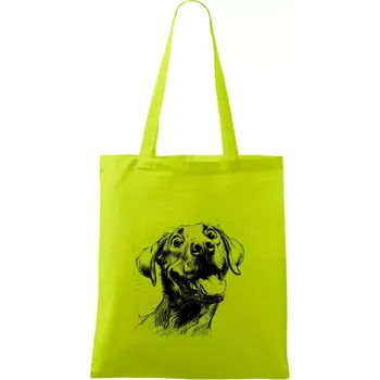 Černobílá karikatura Labrador světlý - Taška bavlněná - 42 x 38 cm ( Limetková )