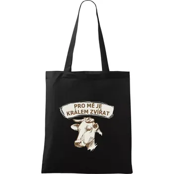 Pro mě je králem zvířat kráva - Taška bavlněná - 42 x 38 cm ( Černá )