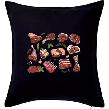 Polštář Maso na gril - Polštář 50x50 - 50x50 - Pouze potah ( Černá )