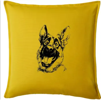 Polštář Černobílá karikatura Německý ovčák - Polštář 50x50 - 50x50 - Pouze potah ( Žlutá )