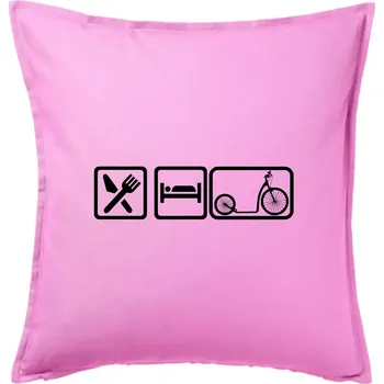 Polštář Eat sleep koloběžka velké a malé kolo - Polštář 50x50 - 50x50 - Včetně výplně ( Růžová )