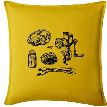 Polštář Maso a mlýnek - Polštář 50x50 - 50x50 - Pouze potah ( Žlutá )