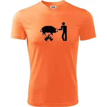 Pánské oblečení Grilování - Prase - Pánské triko Fantasy sportovní (dresovina) - 2XL ( Neon mandarine )