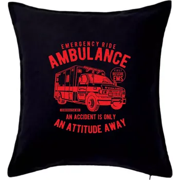 Polštář Ambulance červená - Polštář 50x50 - 50x50 - Včetně výplně ( Černá )
