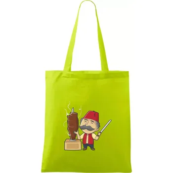 Nákupní taška Kebab kuchař - Taška bavlněná - 42 x 38 cm ( Limetková )