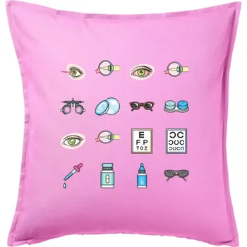Polštář Oční lékař ikony - Polštář 50x50 - 50x50 - Pouze potah ( Růžová )