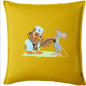 Polštář Sova veterinář - Polštář 50x50 - 50x50 - Pouze potah ( Žlutá )