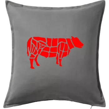 Polštář Grilování - Grill Chef - Kráva - Polštář 50x50 - 50x50 - Pouze potah ( Tmavě šedý melír )