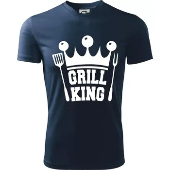 Chlapecké tričko Grilování - Grill King - Dětské triko sportovní (dresovina) - 134 cm/8 let ( Námořní modrá (velmi tmavá - téměř černá) )