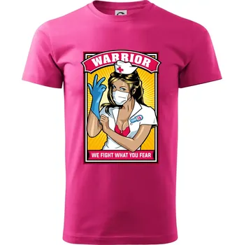 Corona Nurse warrior - Klasické pánské triko vyšší gramáže - S ( Purpurová )