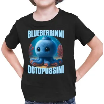 Žertovný předmět Blueberrinni Octopussini - Italian Brainrot - chobotnice borůvka - dětské tričko s potiskem- Tričkový.cz