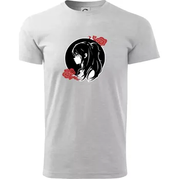 Pánské tričko Anime dívka - Triko extra velké (5-8XL) - 8XL ( Světlešedý Melír )