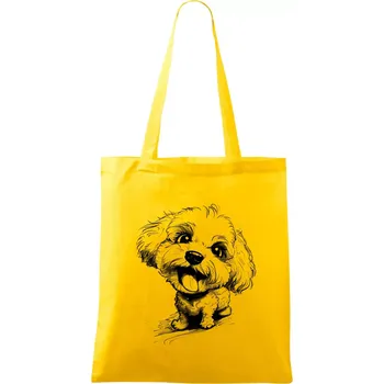 Černobílá karikatura Bišonek - Taška bavlněná - 42 x 38 cm ( Žlutá )