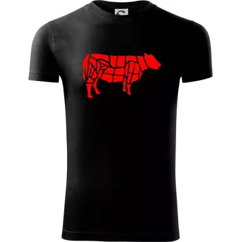 Pánské tričko Grilování - Grill Chef - Kráva - Viper FIT - Pánské zůžené tričko - 2XL ( Černá )