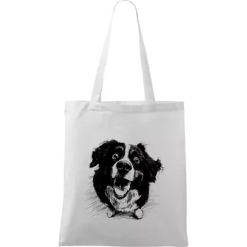 Černobílá karikatura Bernský salašnický pes - Taška bavlněná - 42 x 38 cm ( Bílá )