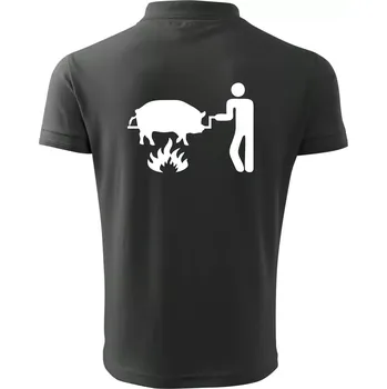 Pánská košile Grilování - Prase - Polokošile pánská Pique Polo 203 - 3XL ( Tmavá břidlice (šedá se zeleným nádechem) )