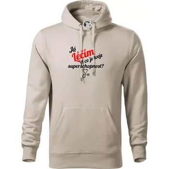 Pánská mikina Já léčím - tvoje superschopnost? Šikmý nápis - Mikina pánská Cape s kapucí - S ( Ledově šedá )