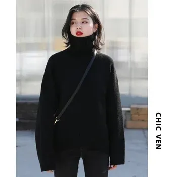 Dámský svetr Oversize jednobarevný svetr Barva: Černá, Velikost: S