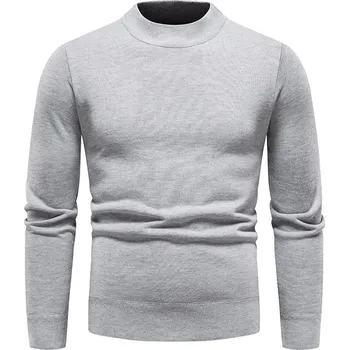 Pánský svetr Pánský pletený svetr s kulatým výstřihem a dlouhým rukávem Barva: Šedá, Velikost: 3XL