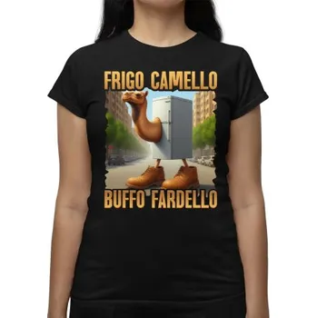 Žertovný předmět Frigo Camello Buffo Fardello - Italian Brainrot - velbloud lednička - dámské tričko s potiskem- Tričkový.cz