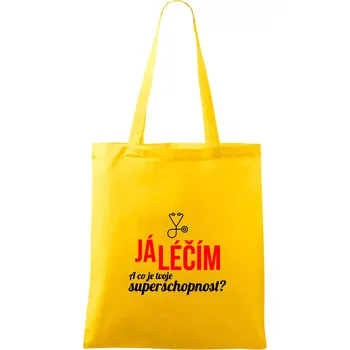 Já léčím - tvoje superschopnost? Rovný nápis - Taška bavlněná - 42 x 38 cm ( Žlutá )