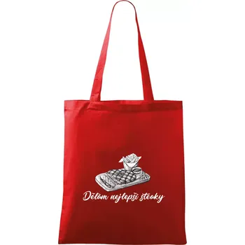 Nákupní taška Dělám nejlepší steaky - Taška bavlněná - 42 x 38 cm ( Červená )