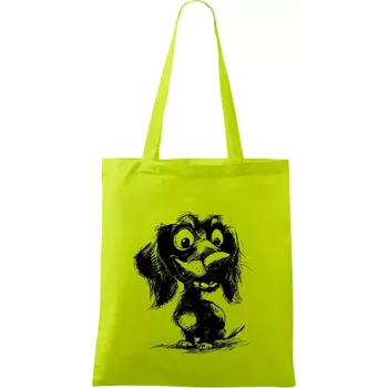 Černobílá karikatura jezevčík - Taška bavlněná - 42 x 38 cm ( Limetková )