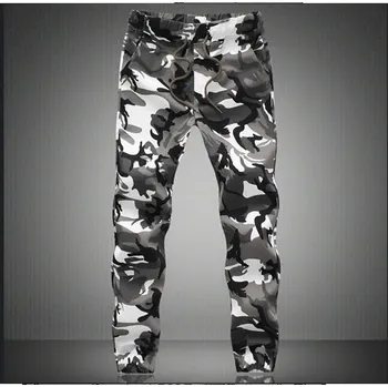 Pánské maskáčové jogger kalhoty – bavlna, army styl Barva: Bílá, Velikost: 5XL