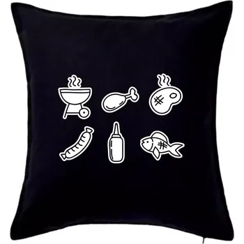 Polštář Grilovací ikony - Polštář 50x50 - 50x50 - Pouze potah ( Černá )