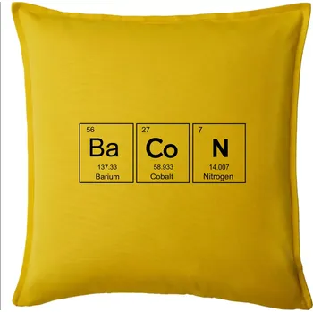 Polštář Bacon - periodická tabulka - Polštář 50x50 - 50x50 - Pouze potah ( Žlutá )