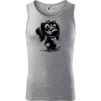 Černobílá karikatura jezevčík - Tílko pánské Core - 2XL ( Tmavě šedý melír )