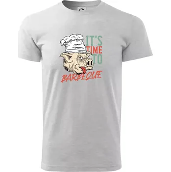 Pánské tričko It's Time to Barbeque - Triko extra velké (5-8XL) - 6XL ( Světlešedý Melír )