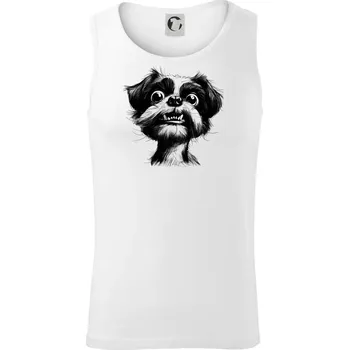 Černobílá karikatura Ši-tzu - Tílko pánské Core - M ( Bílá )