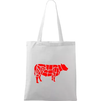 Grilování - Grill Chef - Kráva - Taška bavlněná - 42 x 38 cm ( Bílá )