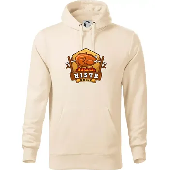 Pánská mikina Mistr grilu kuře - Mikina pánská Cape s kapucí - S ( Mandlová )