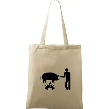 Nákupní taška Grilování - Prase - Taška bavlněná - 42 x 38 cm ( Naturální )