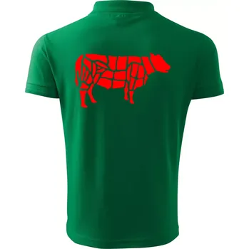 Pánská košile Grilování - Grill Chef - Kráva - Polokošile pánská Pique Polo 203 - 5XL ( Středně zelená )