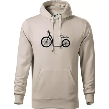 Pánská mikina Jsem koloběžkář velké a malé kolo - Mikina pánská Cape s kapucí - M ( Ledově šedá )