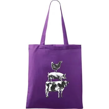 Slípka prase kravka - Taška bavlněná - 42 x 38 cm ( Fialová )
