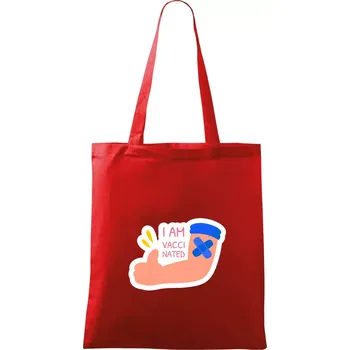 Nákupní taška I am vaccinated - Taška bavlněná - 42 x 38 cm ( Červená )
