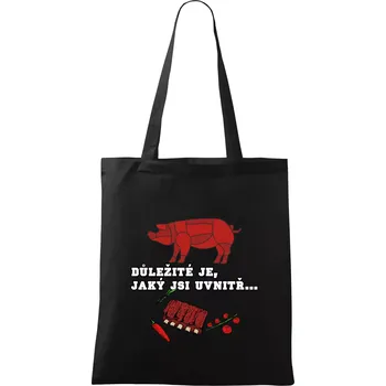 Nákupní taška Důležité je, jaký jsi uvnitř - Taška bavlněná - 42 x 38 cm ( Černá )